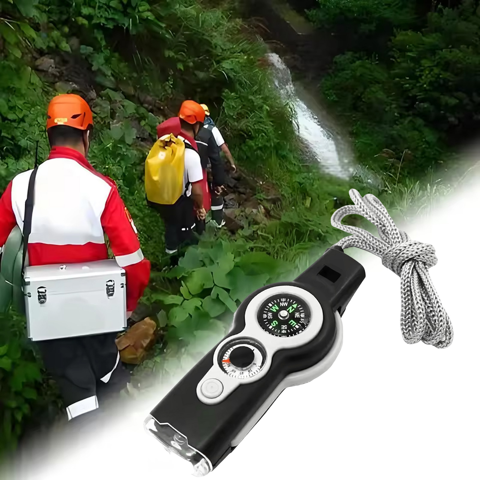 Outdoor Camping Adventure Lamp - 7-in-1 Survival Whistle with LED Light