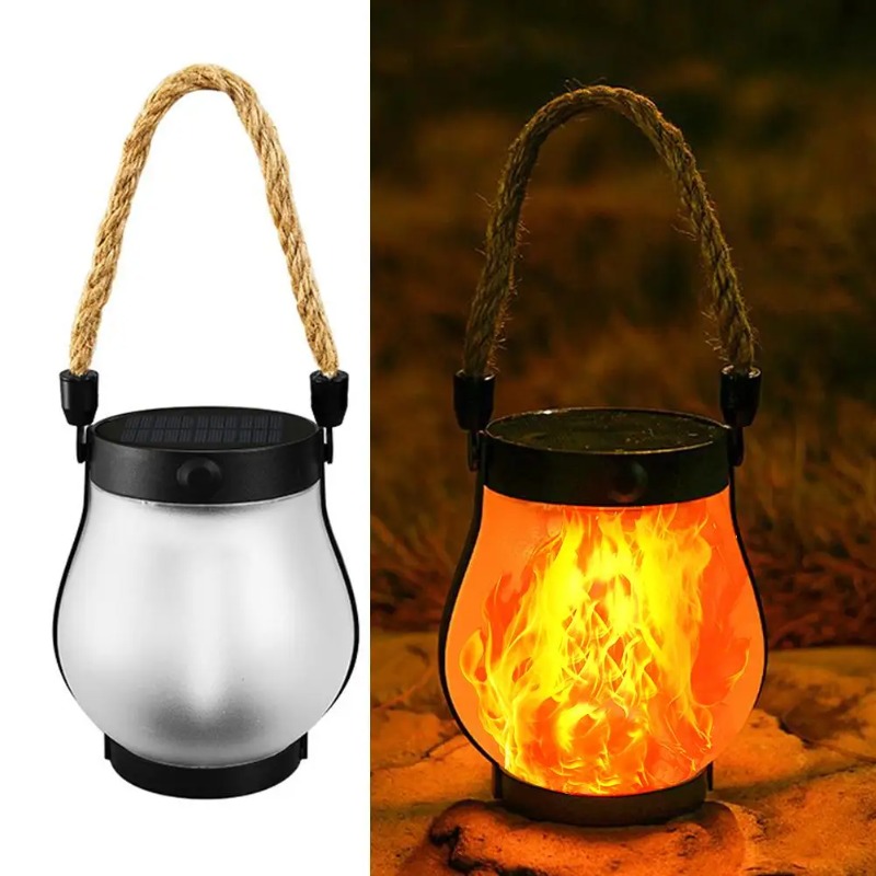Solar Flame Lamp USB Rechargea - Camping Rope avaliação e preço