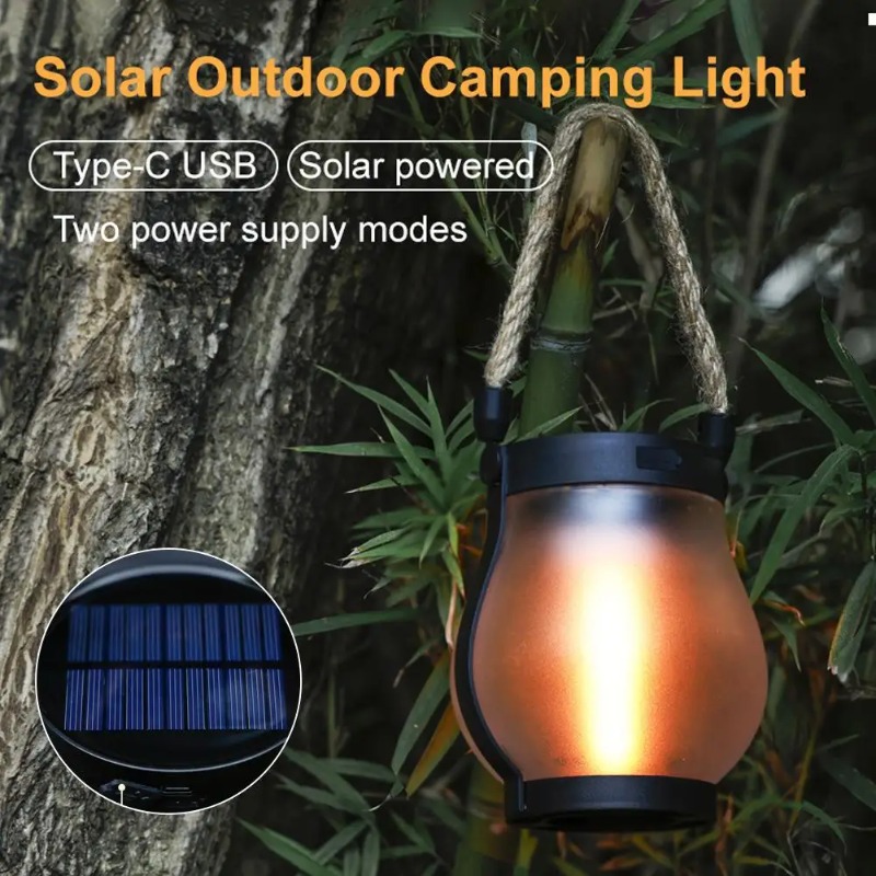 Solar Flame Lamp USB Rechargea - Camping Rope avaliação e preço