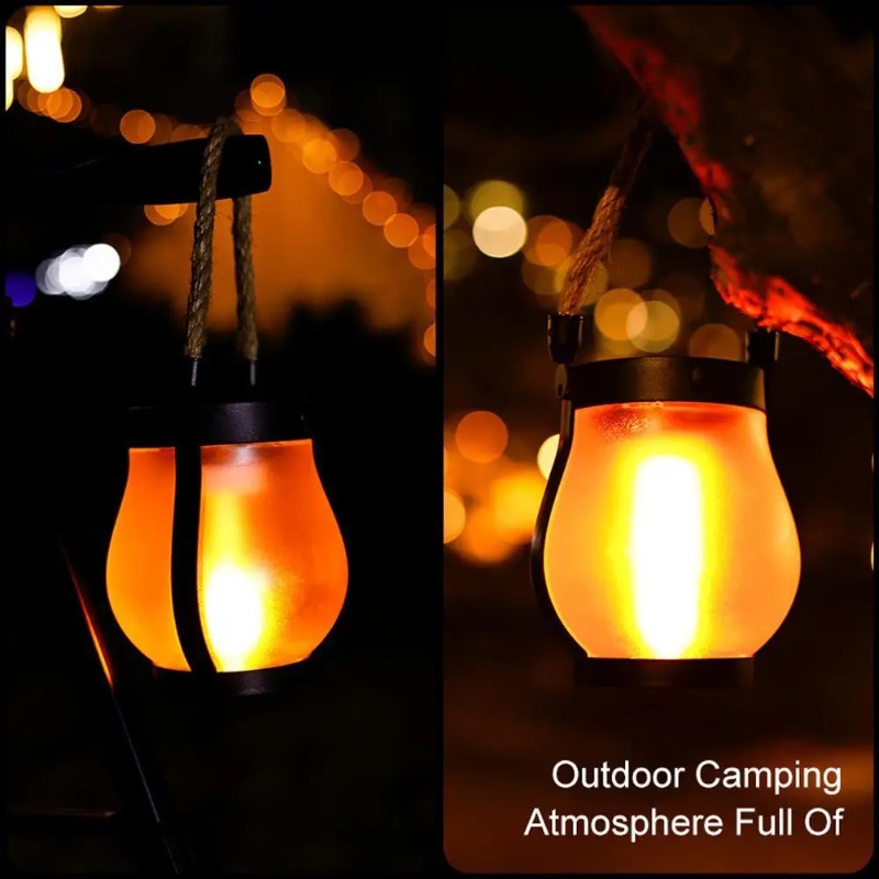 Solar Flame Lamp USB Rechargea - Camping Rope avaliação e preço