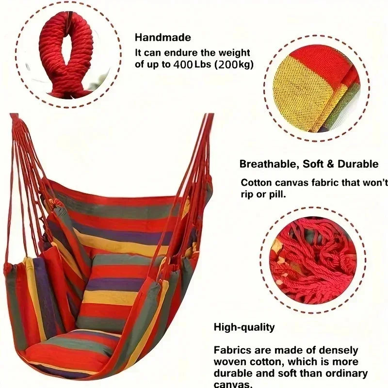 Hot Colorful Striped Canvas Ha - Camping Outdoor Or Indoor avaliação e preço