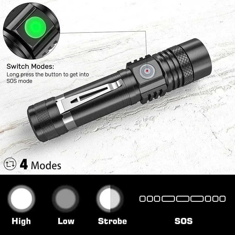 Rechargeable T6 Handheld Flash - Outdoor Camping Adventure Lamp avaliação e preço