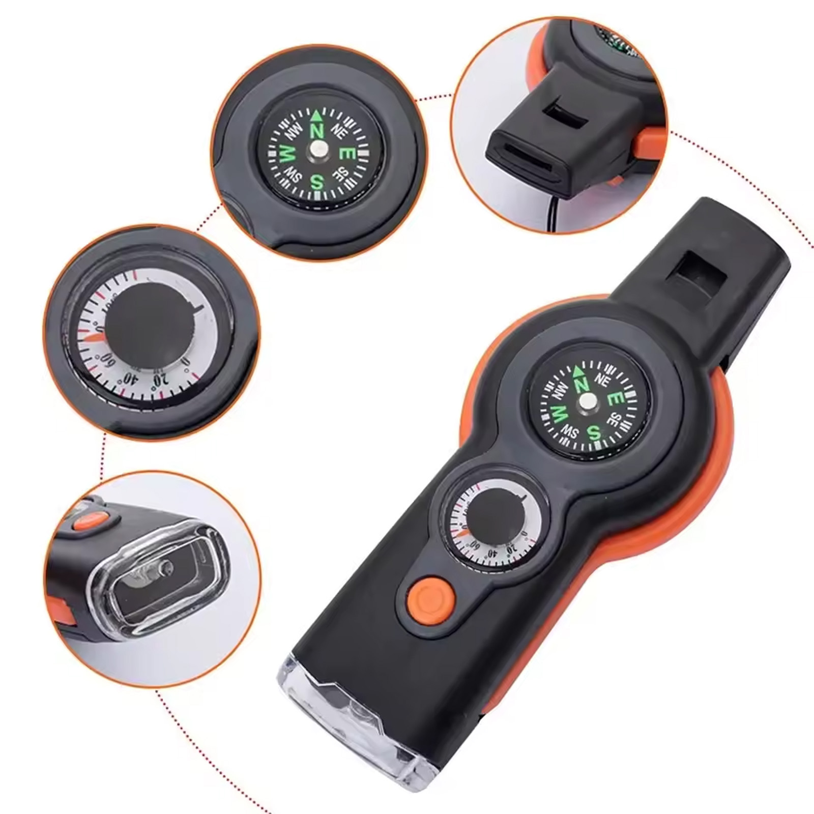 7-in-1 Survival Whistle with L - Outdoor Camping Adventure Lamp avaliação e preço