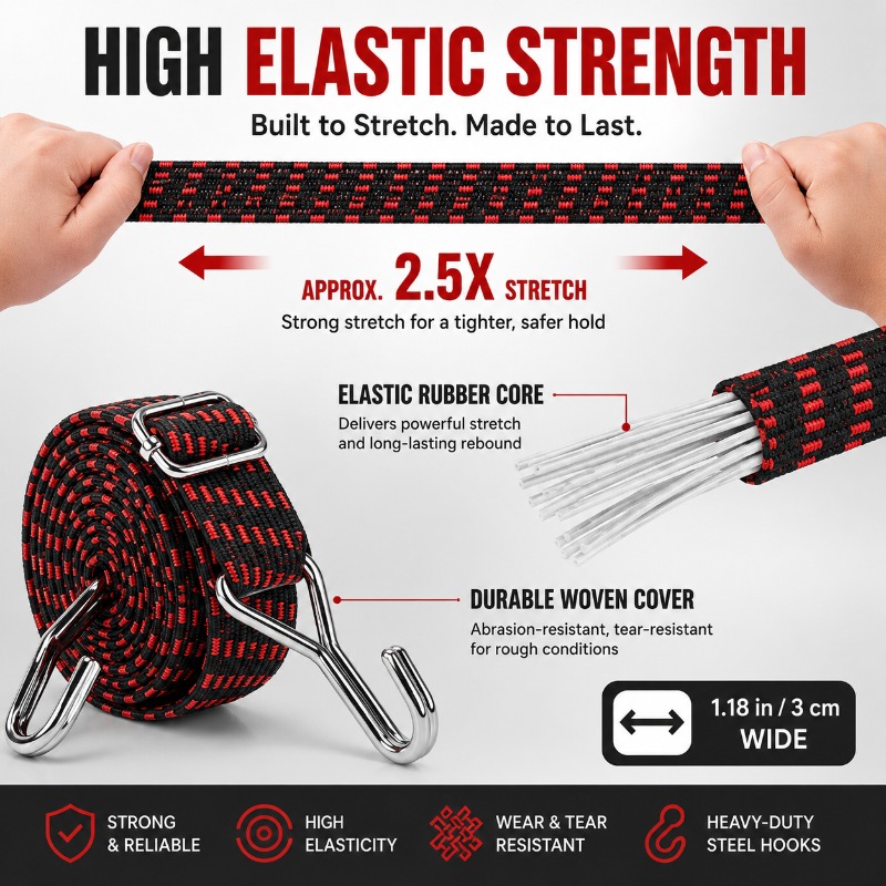 3cm Wide Elastic Cargo Strap 1 - Camping Rope avaliação e preço