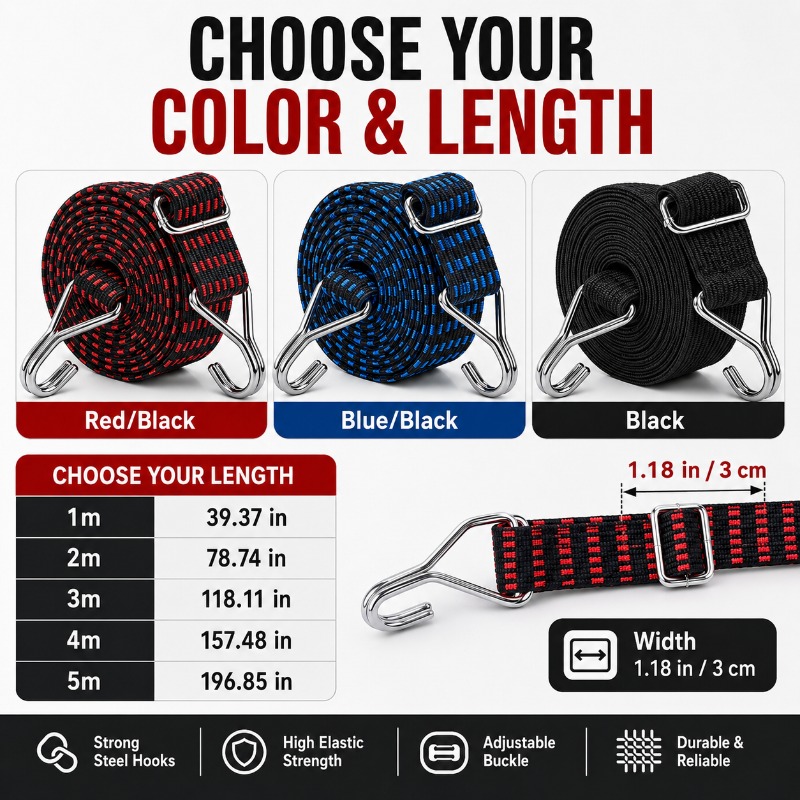 3cm Wide Elastic Cargo Strap 1 - Camping Rope avaliação e preço