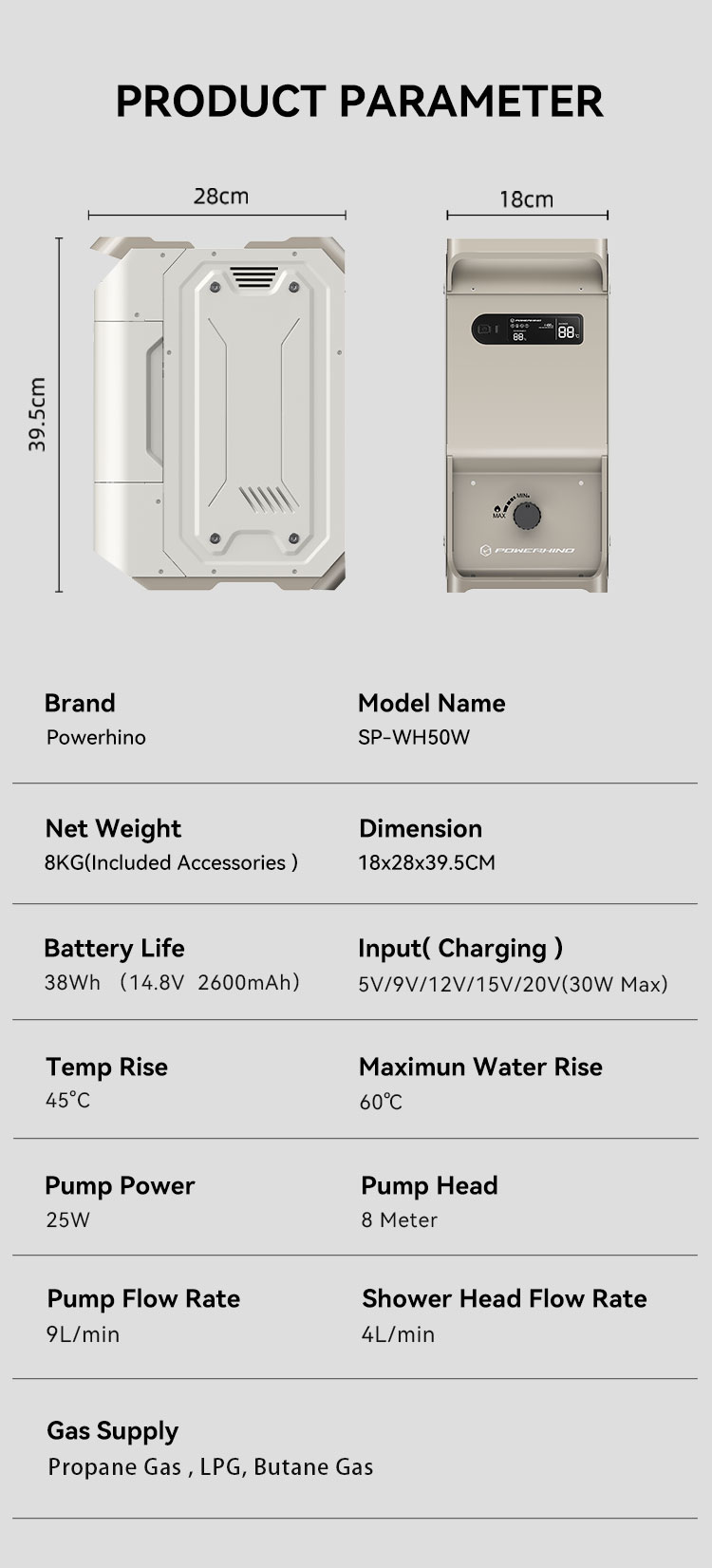 Powerhino Rechargeable 3L Wate - Outdoor Camping Water Heater avaliação e preço
