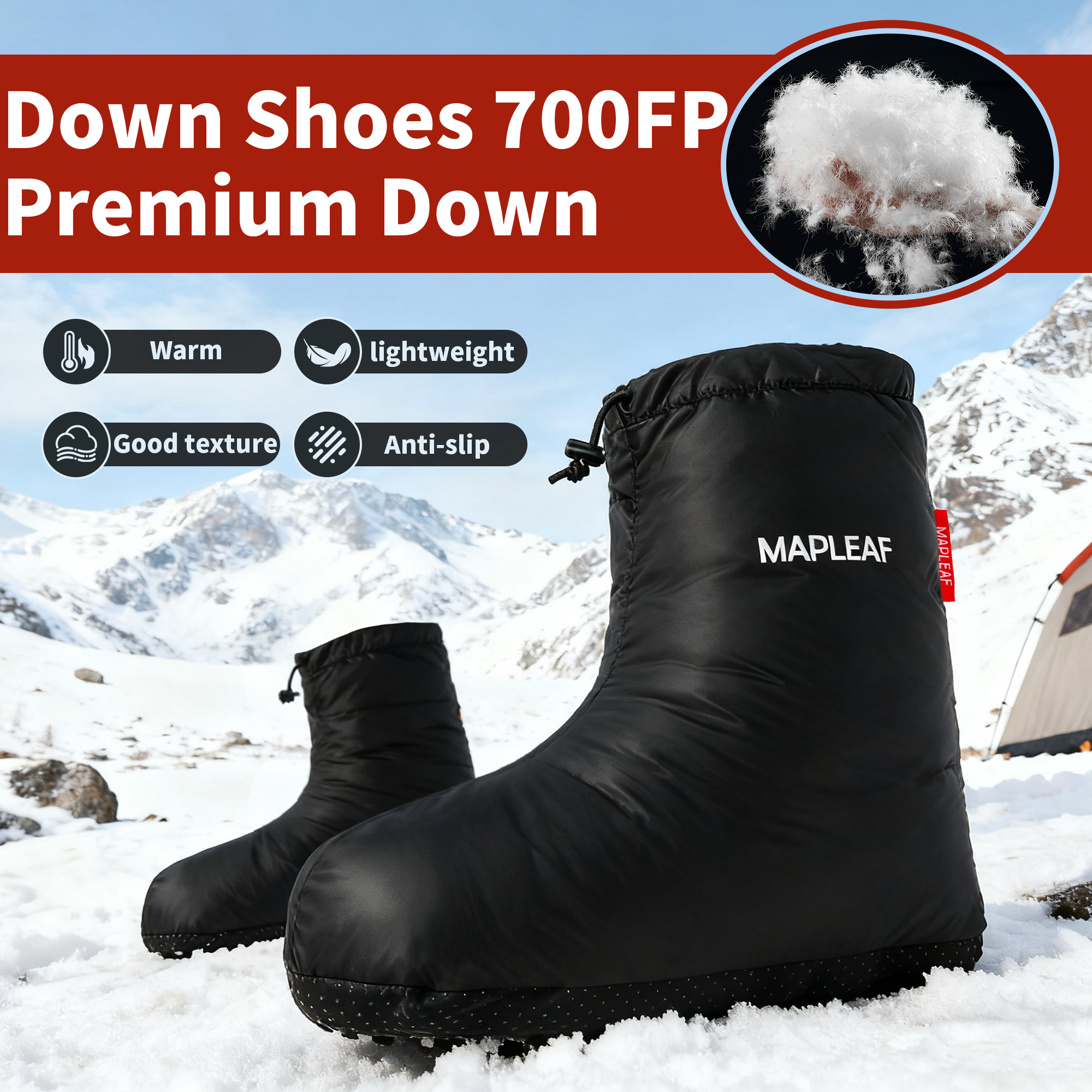 MAPLEAF Down Booties Winter Wa - Outdoor Camping Slippers avaliação e preço