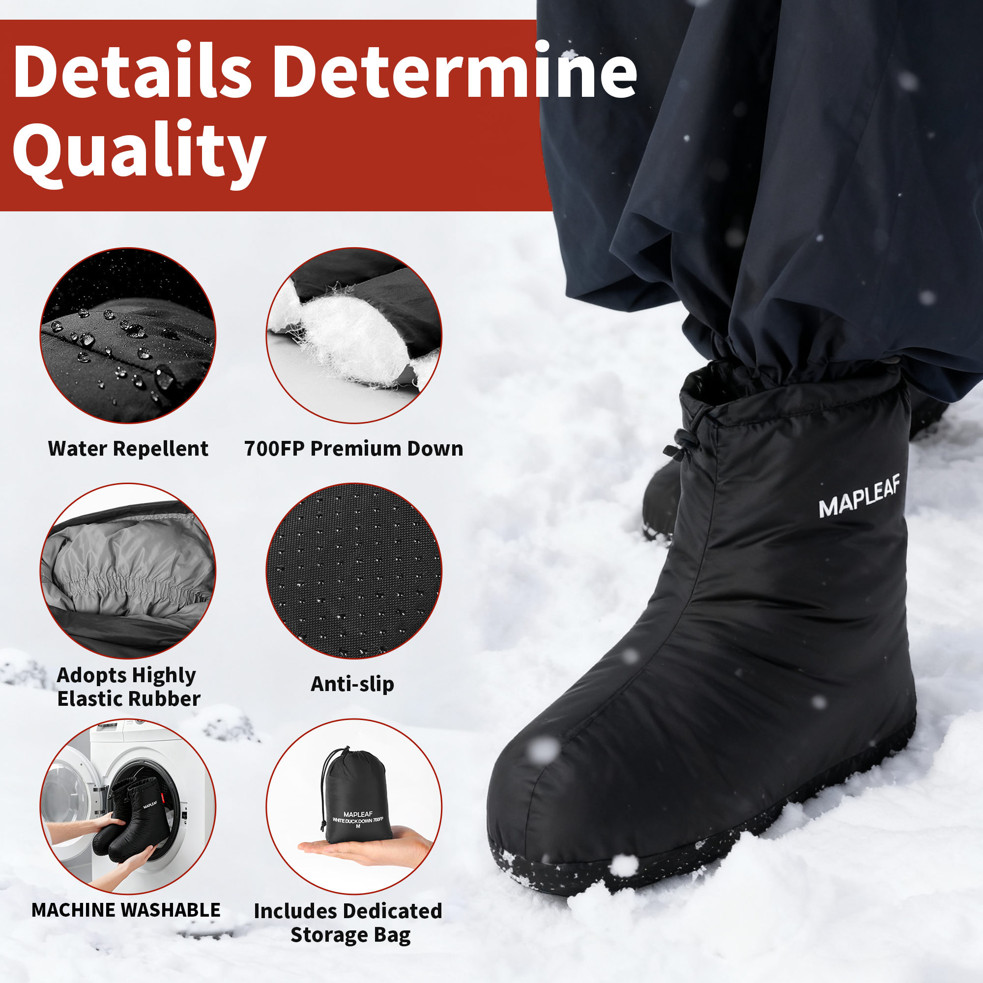 MAPLEAF Down Booties Winter Wa - Outdoor Camping Slippers avaliação e preço