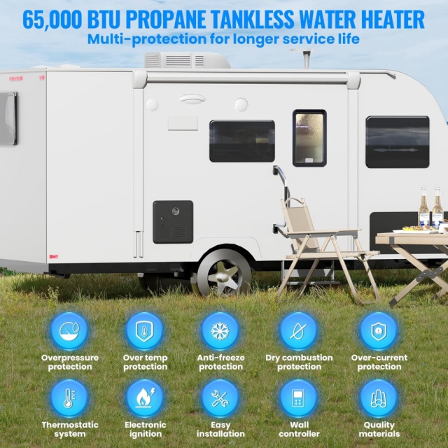 Portable 12V Gas Water Heater  - Outdoor Camping Water Heater avaliação e preço