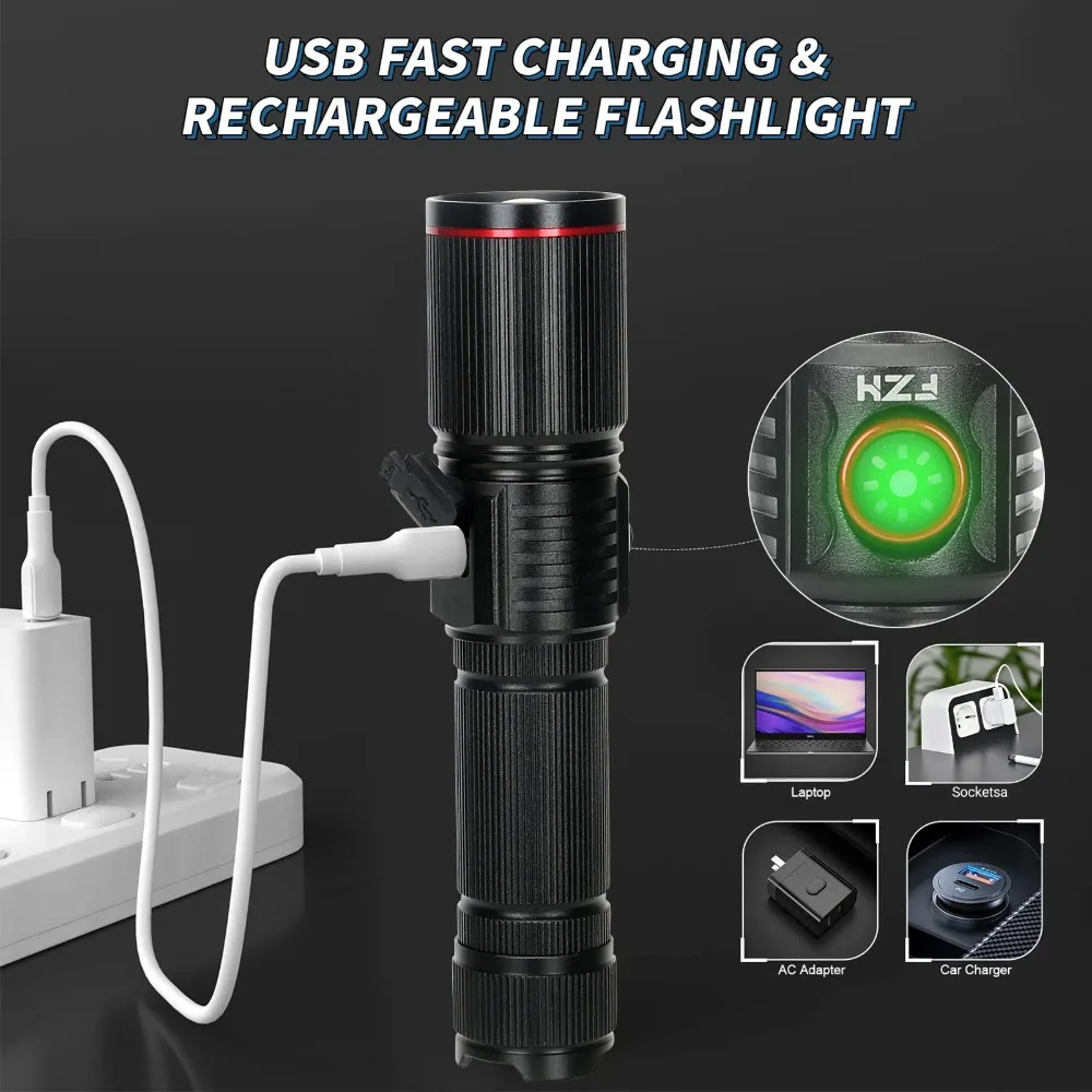 Powerful LED Flashlight Type C - Camping Rope avaliação e preço