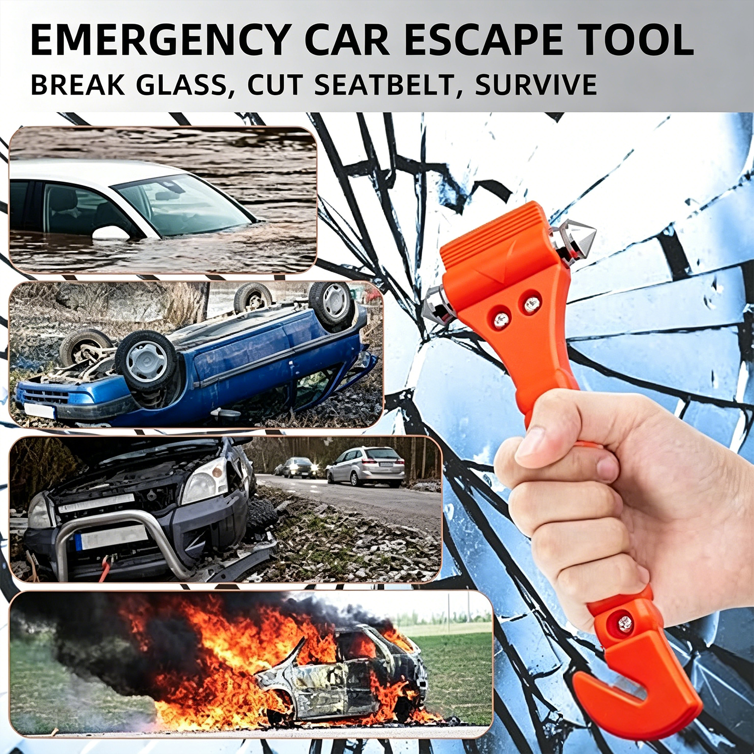 1/2PCS Survival Safety Hammer  - Bivvy Bag Emergency avaliação e preço