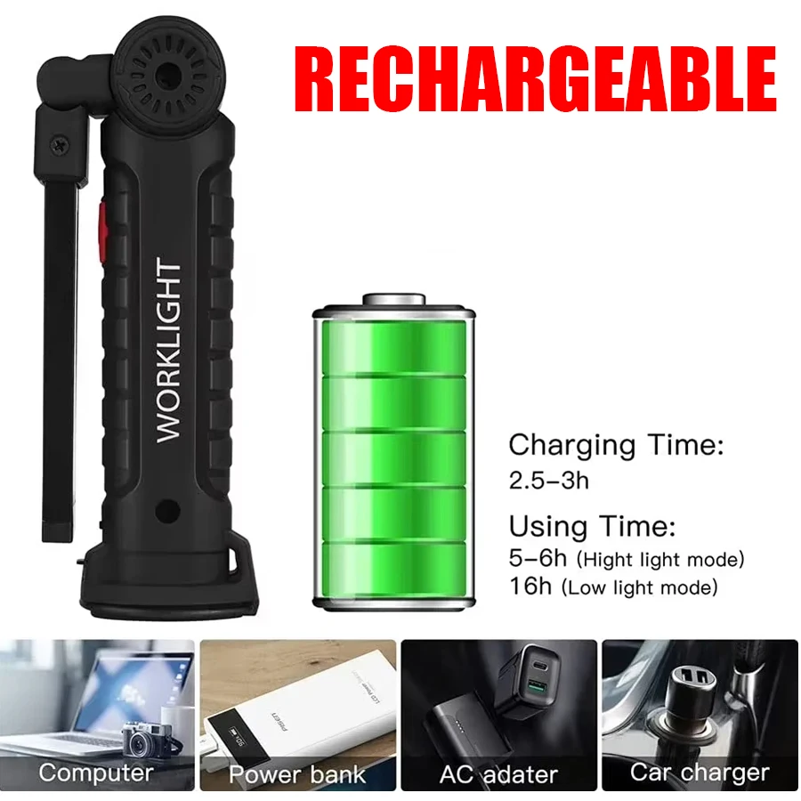 New Portable COB LED Flashligh - Outdoor Camping Adventure Lamp avaliação e preço