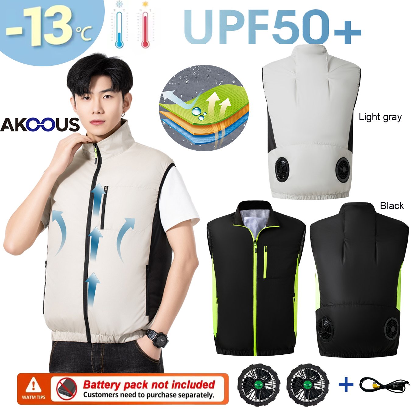 12V 5V USB Cooling 4 Fans Vest - Outdoor Camping Air Conditioner avaliação e preço